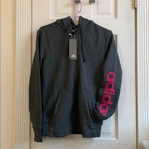 Adidas Dark Grey/Dark Pink Hoodie Size Medium